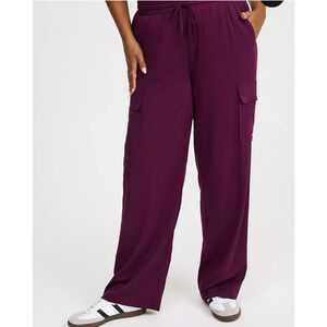 Torrid Cargo Pants 2R (18-20) NWT | Plus Size Stretch Challis Plum Casual Pants